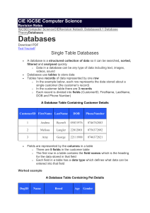 IGCSE Computer Science Database Revision Notes