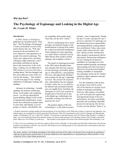 Psychology of Espionage & Leaking in Digital Age