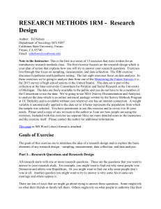 Research Methods Exercise: Design, Sampling, Data Analysis