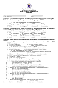 First Quarter Exam in English 9