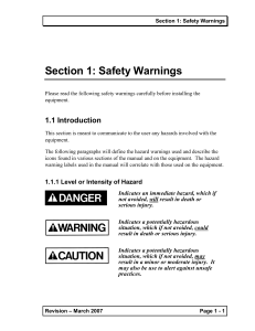 Section 1 -  Safety Warnings