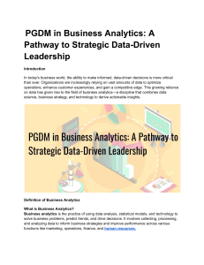 PGDM in Business Analytics  A Pathway to Strategic Data-Driven Leadership