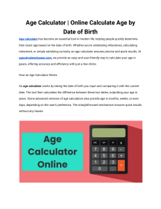 Age Calculator   Online Calculate Age by Date of Birth