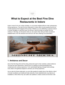 What to Expect at the Best Fine Dine Restaurants in Indore