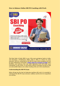 How to Balance Online SBI PO Coaching with Work