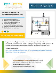 Dynamics Of Machine Lab Equipments Suppliers In India