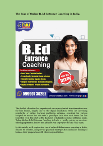 The Rise of Online B.Ed Entrance Coaching in India