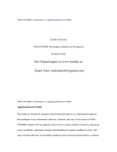 NHSFPX4000 Assessment 2 Applying Research Skills