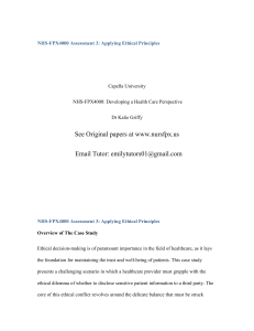 NHSFPX4000 Assessment 3 Applying Ethical Principles