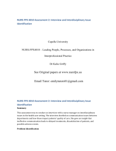 NURS FPX 4010 Assessment 2 Interview and Interdisciplinary Issue Identification