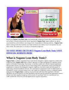 Nagano Lean Body Tonic BE APPROVEN It Scam Or Trusted