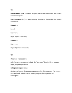 C++ Increment Operators & I/O Lecture Notes