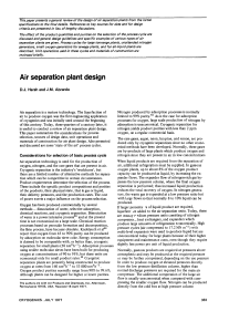 Air Separation Plant Design Review