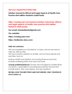 Help all students with Solution manual for Ethical and Legal Aspects of Health Care Practice first edition Frederick Adolf Paola