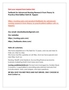 Help all students with Testbank for Advanced Nursing Research From Theory to Practice,Third Edition Ruth M. Tappen