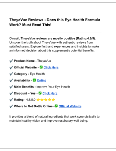 Theya Vue Review - Does this Eye Health Formula Work? Must Read This!