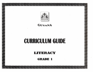 Curriculum Guide Literacy - Grade 1