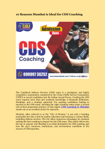 10 Reasons Mumbai is Ideal for CDS Coaching