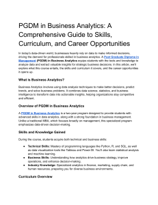 PGDM in Business Analytics  A Comprehensive Guide to Skills, Curriculum, and Career Opportunities