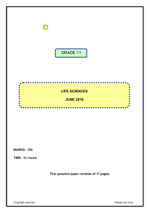 Grade 11 Life Sciences Exam Paper June 2016