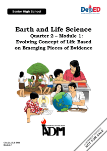 Evolving Concept of Life: Earth & Life Science Module