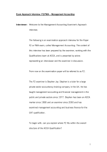 ACCA F2/FMA Management Accounting Exam Approach Interview