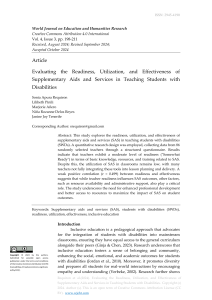 Evaluating the Readiness, Utilization, and Effectiveness of SAS in Teaching Students with Disabilities