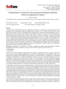 International Law: Fragmentation vs Coherence