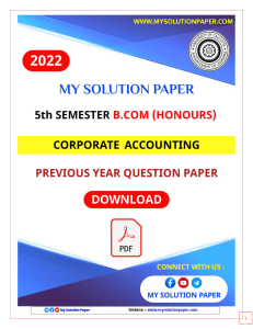 2022 (H) Corporate Accounting 5th Semester Question Paper By My Solution Paper