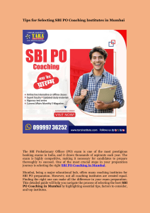 Tips for Selecting SBI PO Coaching Institutes in Mumbai