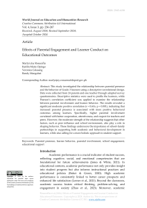 Effects of Parental Engagement and Learner Conduct on Educational Outcomes