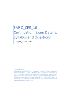 SAP C_CPE_16 Certification: Exam Details, Syllabus and Questions