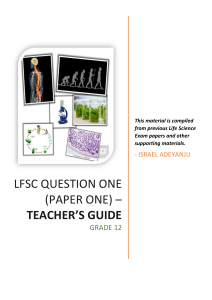 LFSC QUESTION 1 (PAPER 1) - TEACHER'S GUIDE