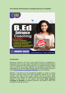 The Ultimate B.Ed Entrance Coaching Experience in Mumbai