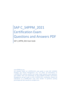 SAP C_S4PPM_2021 Certification Exam Questions and Answers PDF