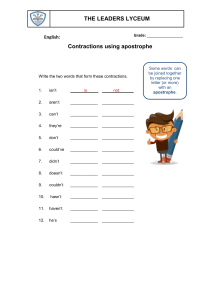 Contractions Worksheet: Apostrophe Practice