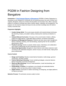 PGDM in Fashion Designing from Bangalore