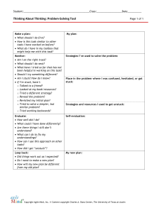 Thinking About Thinking Problem Solving Tool