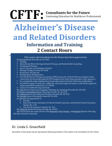 Alzheimer's Disease Training for Healthcare Professionals