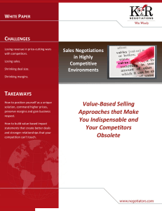 Value-Based Sales Negotiations in Competitive Environments