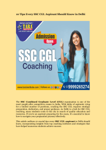 10 Tips Every SSC CGL Aspirant Should Know in Delhi