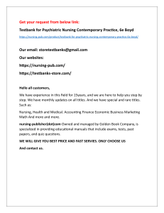 Help all students with Testbank for Psychiatric Nursing Contemporary Practice, 6e Boyd