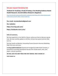 Help all students with Testbank for Studying a Study & Testing a Test Reading Evidence-Based Health Research, Seventh Edition Richard K. Riegelman