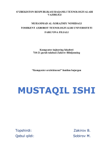 Mustaqil ish Mavzu Parallel hisoblash uchun mo ljallangan masal