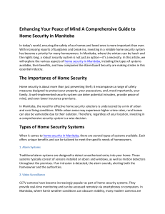 Enhancing Your Peace of Mind A Comprehensive Guide to Home Security in Manitoba