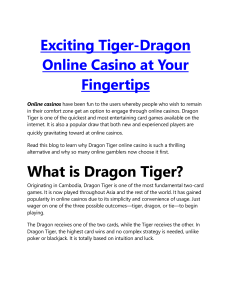 Exciting Tiger-Dragon Online Casino at Your Fingertips