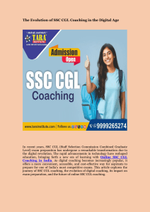 The Evolution of SSC CGL Coaching in the Digital Age