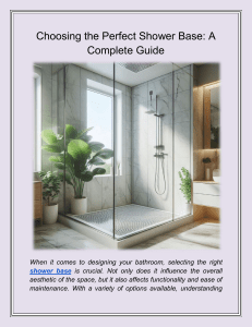 Choosing the Perfect Shower Base  A Complete Guide