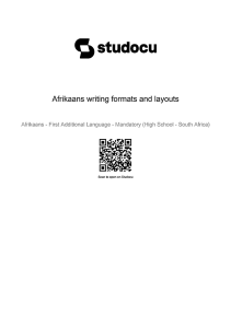 Afrikaans Writing layout