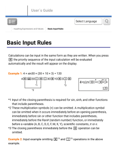 Calculator Input Rules User Guide